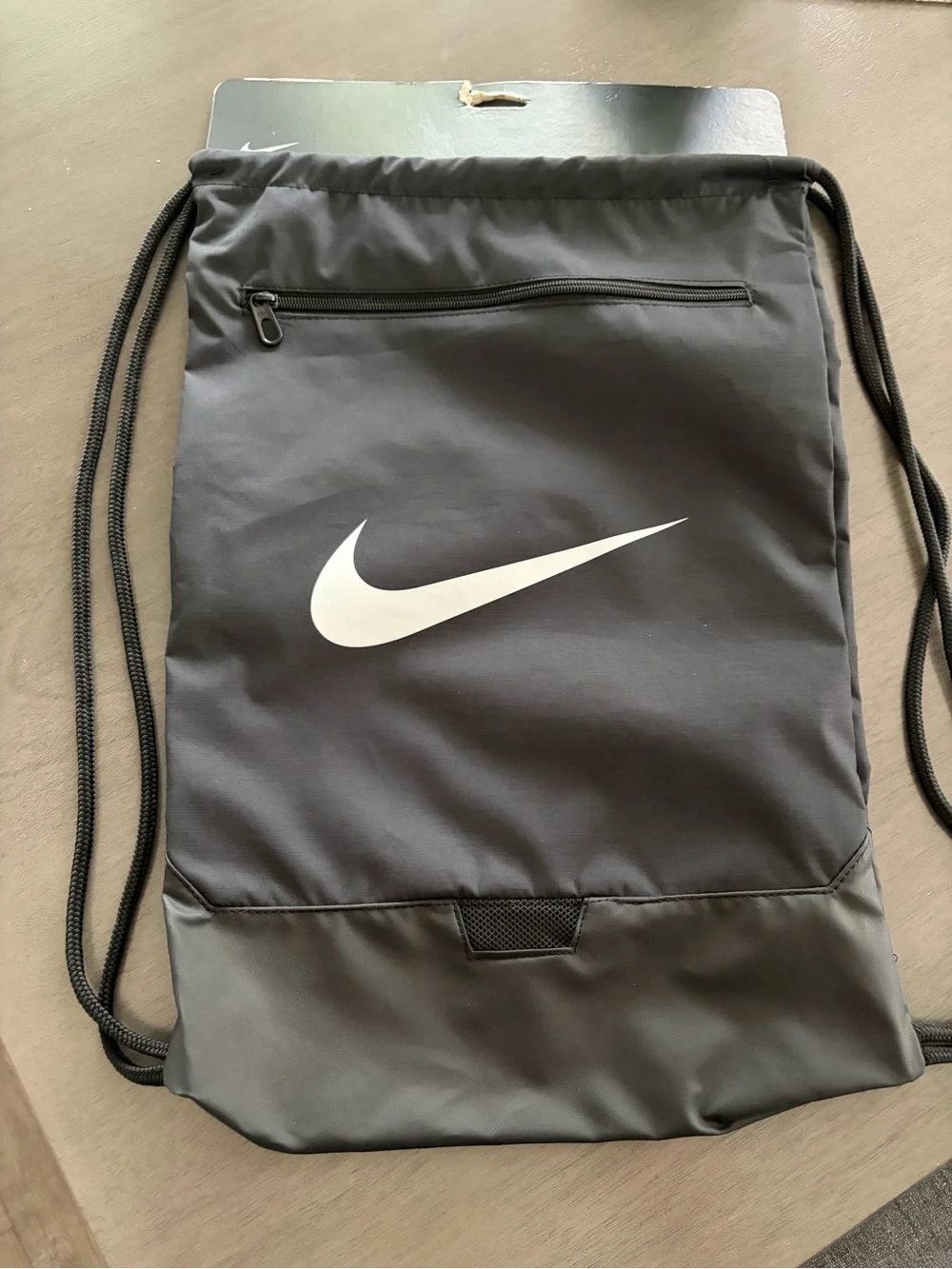 Nike Black Drawstring Backpack with White Swoosh NEW